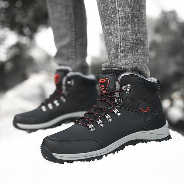 Men's shoes with fleece thickened warm snow boots outdoor men's high top northeast cotton shoes_desvips.com