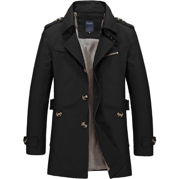 2026 European-USA Style Outerwear Men Cotton Lapel Pure Color Single-Breasted Long Sleeve Jacket M-5XL_desvips.com