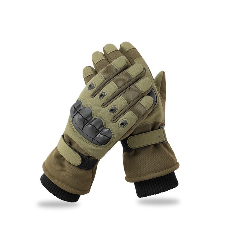 Men’s Tactical Ski Gloves – Winter Touchscreen, Windproof, Anti-Slip & Fleece-Lined For Snowboarding, Hiking & Motorcycling (Black/Green/Tan)_desvips.com