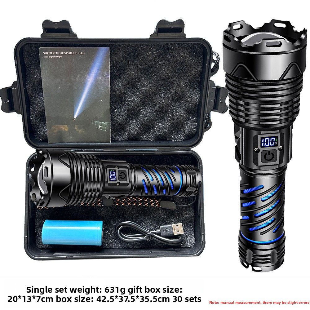 Super Laser Cannon Outdoor Ultra Bright Long-range Zoom Portable Emergency Rechargeable LED Flashlight_desvips.com