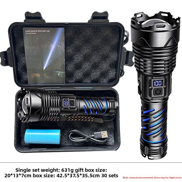 Super Laser Cannon Outdoor Ultra Bright Long-range Zoom Portable Emergency Rechargeable LED Flashlight_desvips.com