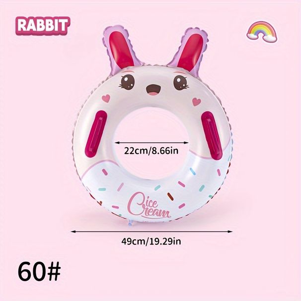 Little Rabbit Swimming Ring With Handle, Cute Cartoon PVC Floating Ring, Summer Swimming Pool Beach Party Supplies_desvips.com