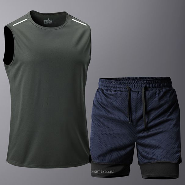 2026 Summer Training Sleeveless Shirt+Shorts 2 Piece Boxing Sports Gym Workout Stretch Quick Drying Tops Running Sets_desvips.com