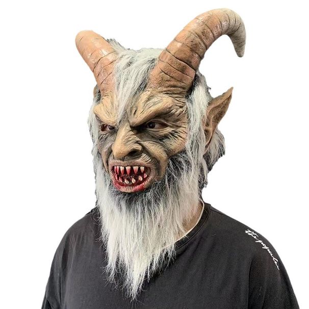 Halloween Cosplay Latex Mask Head Hood Human Face Lucifer Mask_desvips.com
