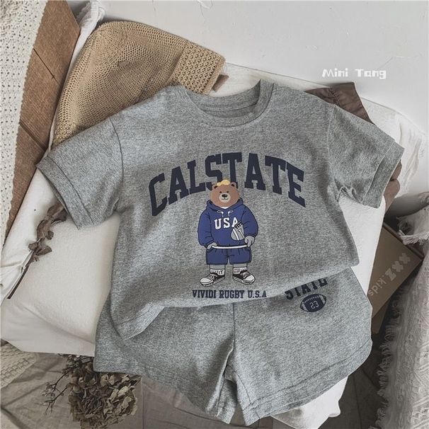 Baby Boys And Girls Outfit 2026 Summer New Style For Young Children, Cute Bear Cartoon Fashionable Thin Casual Sports_desvips.com