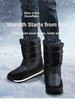 Cross-border Winter Men's Snow Boots Black Fleece Warm Anti-slip Waterproof Mid-leg Snow Boots_desvips.com