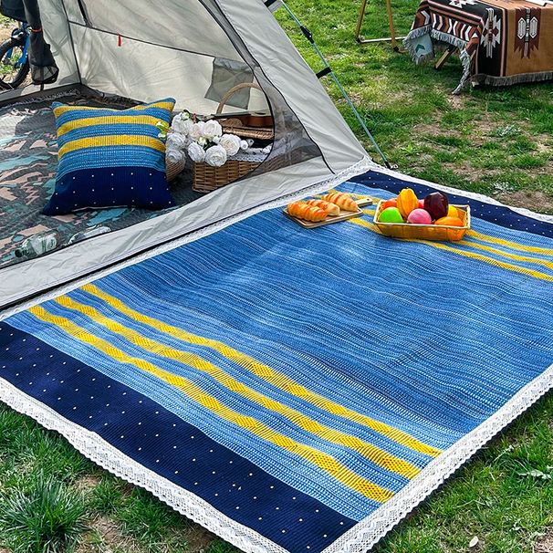 Cotton And Linen Outdoor Camping Blanket Picnic Mat Handmade Lace Moisture Proof Mat Camping Tent Thickened Mat Floor Mat_desvips.com
