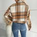 Women's clothing short plaid cardigan lapel jacket women_desvips.com