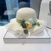 Straw Sweet Wide Brim Beach Summer Fashion Flower Sun Hat For Women_desvips.com