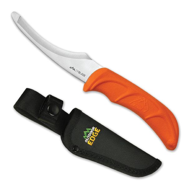 OUTDOOR EDGE Zip Blade 4.0 Inch Fixed Blade Hunting Knife For Skinning And Gutting Big Game With Black Nylon Belt Sheath_desvips.com