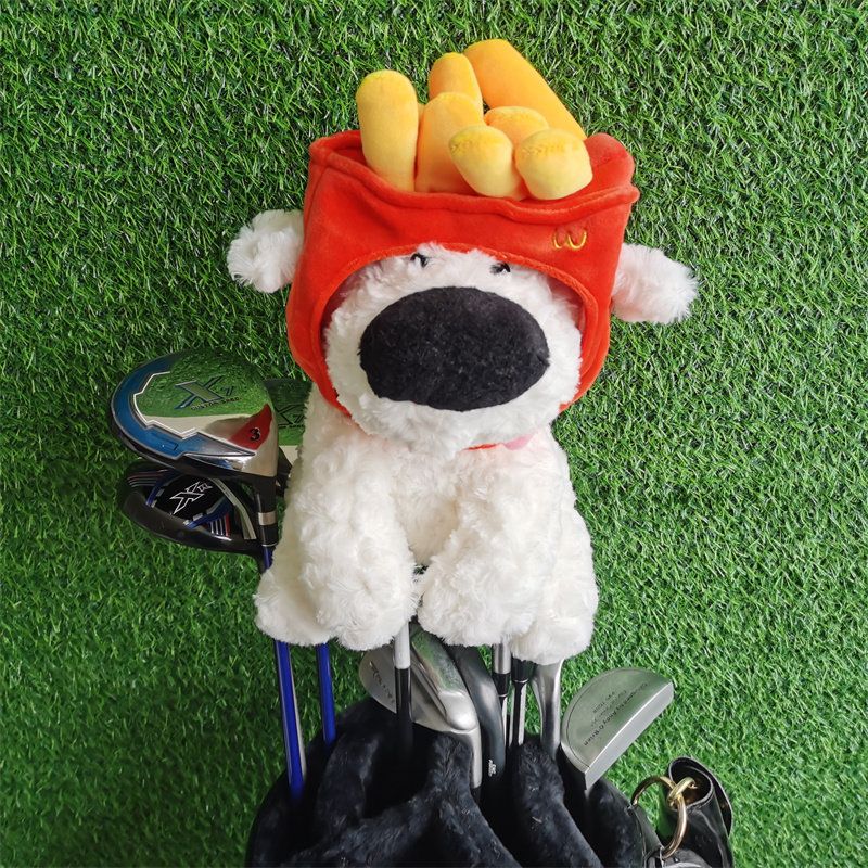 Cute French Fries Big Nose Dog Golf Club Cover No. 1 Wooden Cap Cover Small Wooden Cover Golf Supplies_desvips.com