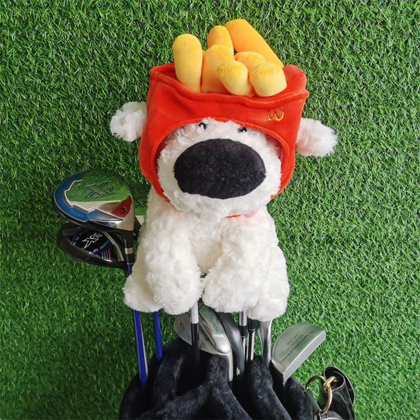 Cute French Fries Big Nose Dog Golf Club Cover No. 1 Wooden Cap Cover Small Wooden Cover Golf Supplies_desvips.com