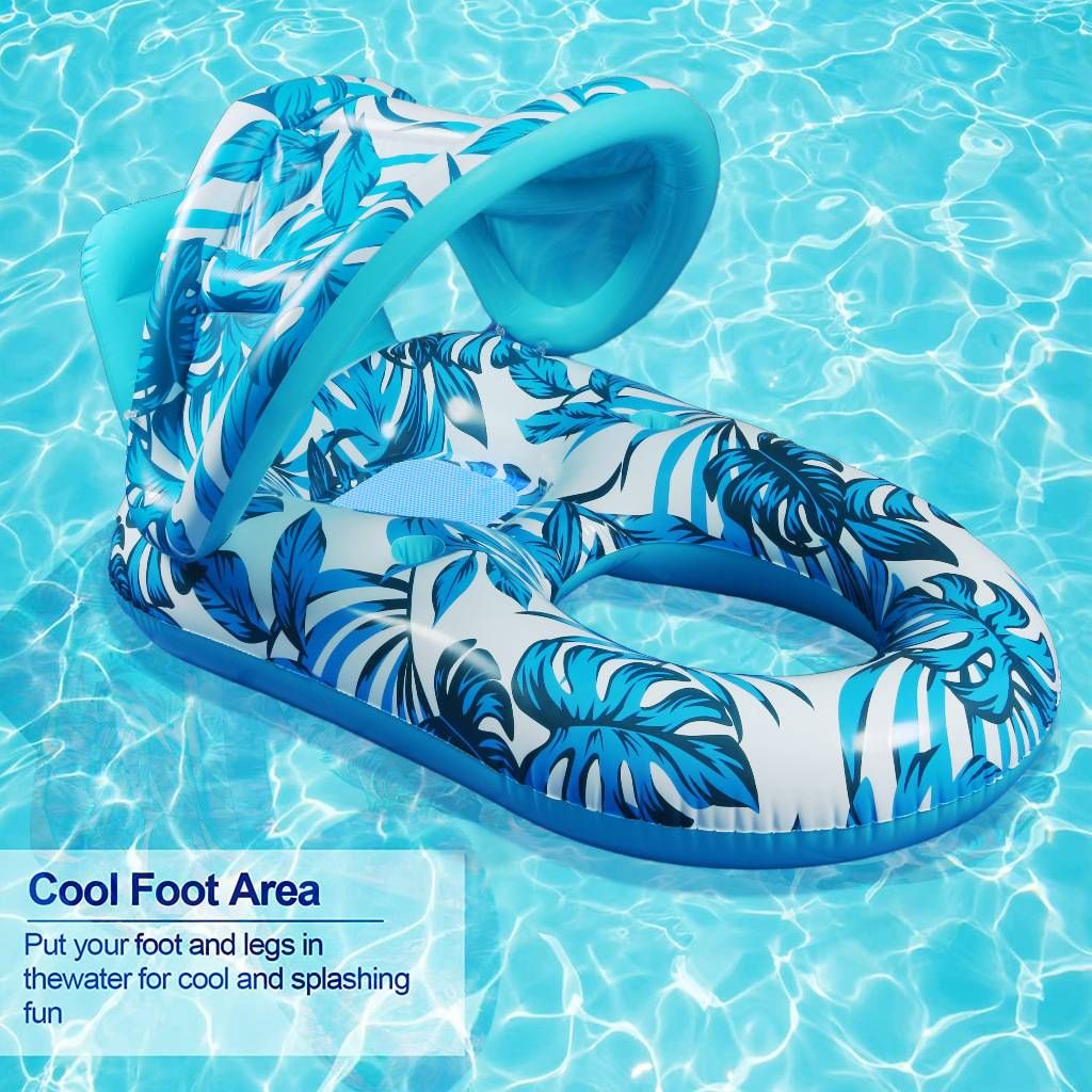 Water Lounge Chair Thickened Pvc Inflatable Floating Row With Sunshade Inflatable Lounge Chair Hammock Adult Water Recreation_desvips.com