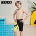 Children's Professional Training Swim Trunks Cartoon Color Block Boys' Five-Point Outdoor Quick-Dry Comfortable_desvips.com