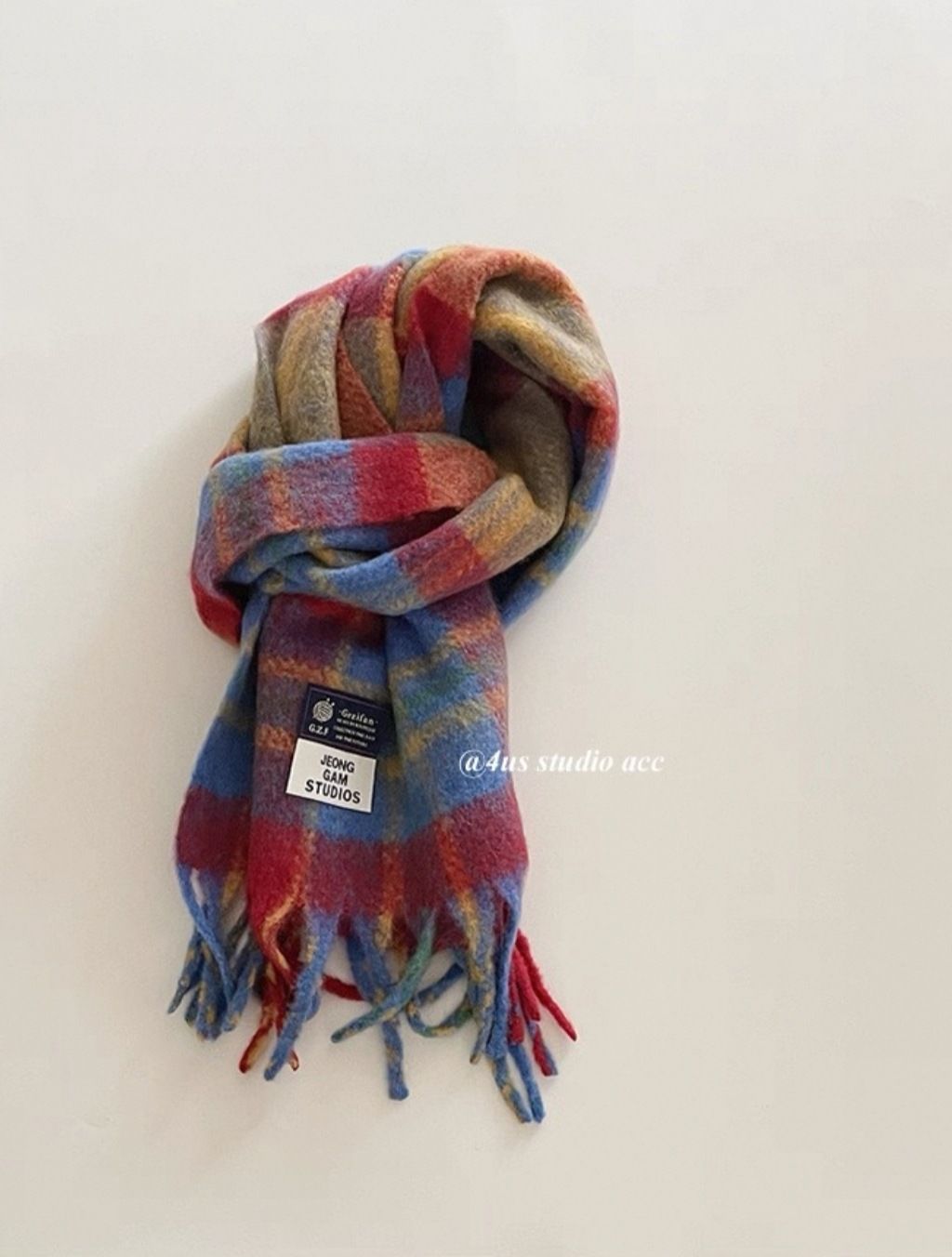 Christmas Green Wool Scarf For Women Winter Fashion Thickened Warm Neck Warmer British Style Color Block Plaid Large_desvips.com