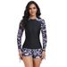 Separate Wetsuit Swimsuit For Women Long Sleeve Sports Print Swimsuit Surf Suit Set_desvips.com