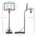 Panier De Basket Extérieur Avec Poteau Panneau, Base De Lestage Sur Roulettes Hauteur Réglable 2,55 - 3,05 M (panier) Usage Intérieur Extérieur Noir Blanc_desvips.com