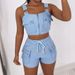 Women's Clothing suspender vest + shorts set_desvips.com