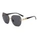 Trendy New Frameless Cut Edge For Women Large Frame Round Face Internet Celebrity Sunglasses UV Protection Goggles_desvips.com
