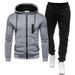 New Spring And Autumn Cardigan Zipper Hooded Sweatshirt Set Comfortable Casual Sports Solid Color Men's Sweatpants_desvips.com