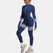 Women's Seamless Striped Zipper Long Yoga Suit Long Sleeved Jumpsuit For Sports And Fitness Outdoor Activity_desvips.com