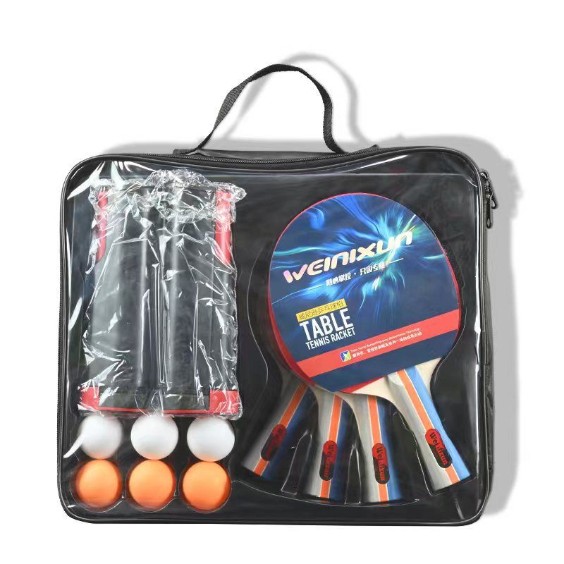 Table Tennis Racket Set 4-pitch 6-ball With Mesh Rack Retractable Portable Packaging Set_desvips.com