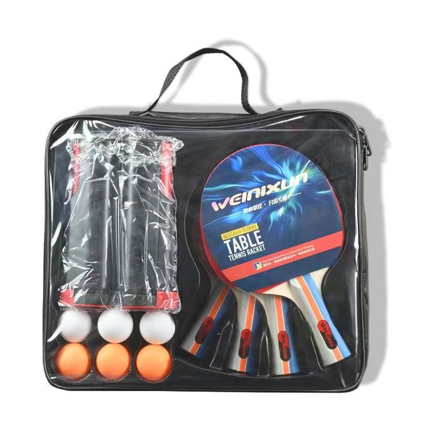 Table Tennis Racket Set 4-pitch 6-ball With Mesh Rack Retractable Portable Packaging Set_desvips.com