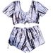 Women's Two-piece Swimsuit Black And White With Crew Neck Boxers Swimsuit Set_desvips.com