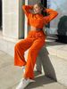 Women's Clothing casual fashion long sleeved hooded sweatshirt wide leg pants two piece set_desvips.com
