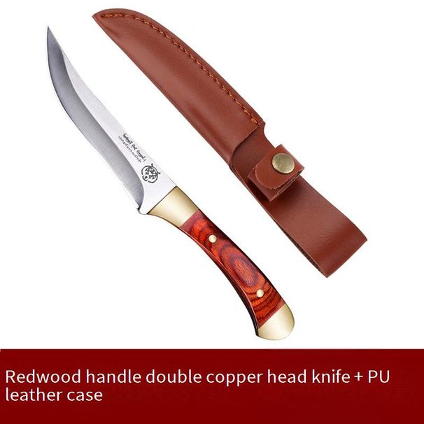 Authentic Mongolian Style Multi-Purpose Knife - Stainless Steel Meat & Fruit Utility Blade With PU Leather Sheath (Blue/Green/Red Handle)_desvips.com