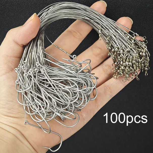 Ackibbik 100pcs Fishing Hooks Jig Worm Hooks Fish Hook Fishing Supplies Fishing Tackle Fishhook With Steel Wire And Swivel_desvips.com