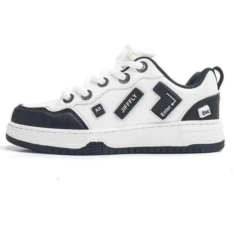Jifffly Couple Casual Sports Shoes Comfortable Wear-Resistant Loafers For Commute And Date Black White Contrast_desvips.com
