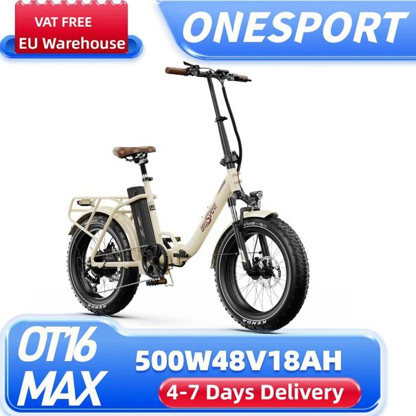 ONESPORT OT16 Max 20" Folding Electric Commuter Bike 500W Motor 48V 18Ah Battery Support APP_desvips.com
