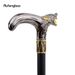 Golden Black Wolf Head Biting Walking Cane Fashion Decorative Walking Stick Gentleman Elegant Cosplay Cane Knob Crosier 93cm_desvips.com