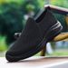 Men's large size flying woven casual shoes soft sole light slip-on walking shoes_desvips.com