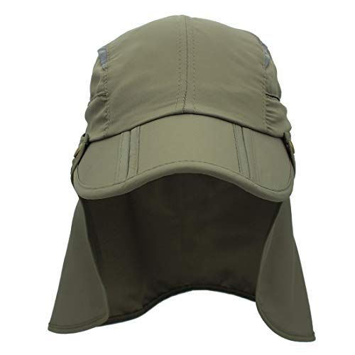 Men Women Safari Fishing Sun Cap With Removable Neck Flap Quick Dry Hats_desvips.com