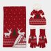 Cozy Christmas Knit Set - Reindeer Pattern Scarf, Hat & Gloves For Winter Warmth (Available In Fingerless & Full-Finger Styles, Multiple Colors)_desvips.com