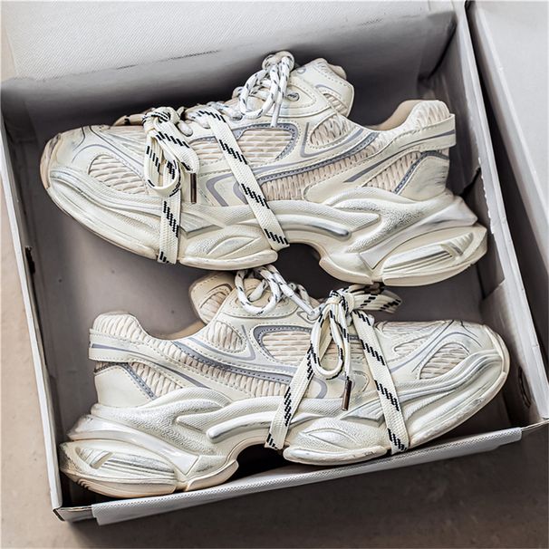 2026 European Station Fashion Sneakers Youth/Men PU+Mesh Splicing Low Top Lace-Up Breathable Non-Slip Wear-Resistant Running Shoes_desvips.com