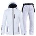 New Men Women White Winter Outdoor Snowboard And Pants Ski Couple Suit_desvips.com