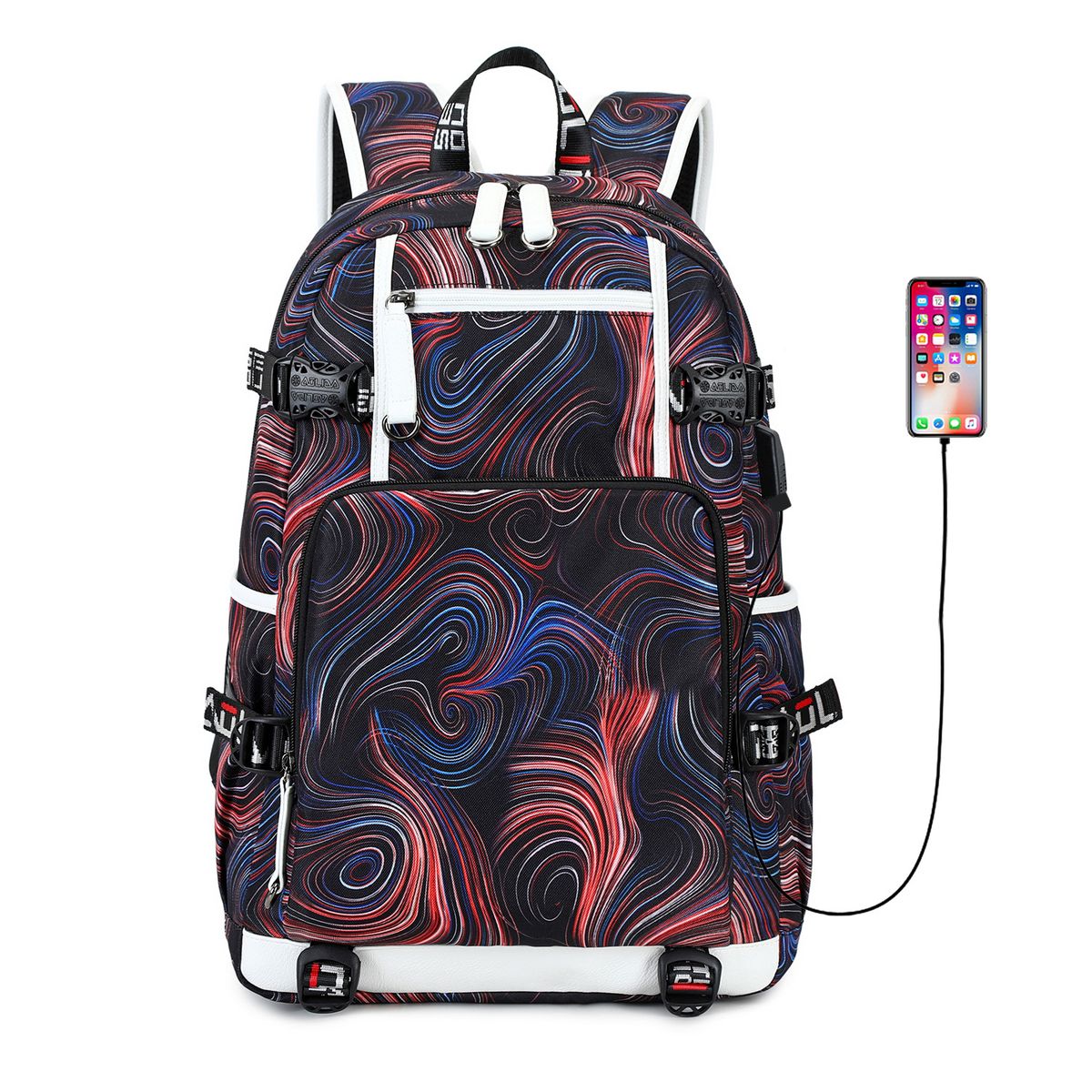 New style printed multifunctional men's bag business computer backpack large capacity men's backpack junior high school student schoolbag_desvips.com