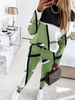 Autumn and winter new women's fashion color matching printed long-sleeved casual women's suit_desvips.com
