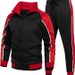 Men's Color Block Hooded Jogging Set - Breathable Polyester Running Jacket & Pants 2-Piece Outfit For Winter_desvips.com
