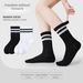 Custom Black White Striped Men's Athletic Socks - Anti-Pilling Breathable Moisture-Wicking Cushioned High-Elastic Cotton Sports Socks For Men Women_desvips.com