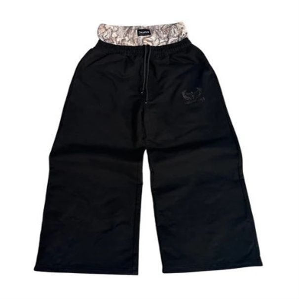 2026 High Street Hip-Hop Sweatpants Y2K Women/Men Cotton Double Waistband Embroidery Straight Type Casual Sport Pants_desvips.com