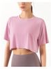 New Spring/Summer Women's Sports Top, Midriff-baring Modal Loose Fit Fitness Yoga Wear Short-sleeved T-shirt_desvips.com