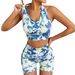 Women's Active Sets Seamless Yoga Suit High Waist Hip Lift Fitness Suit Tie Dye Sports Vest Running Shorts_desvips.com