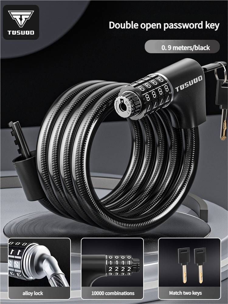 Bicycle Anti-Theft Password 6-Digit Mountain Portable Road Bike Chain Lock Accessories Set_desvips.com