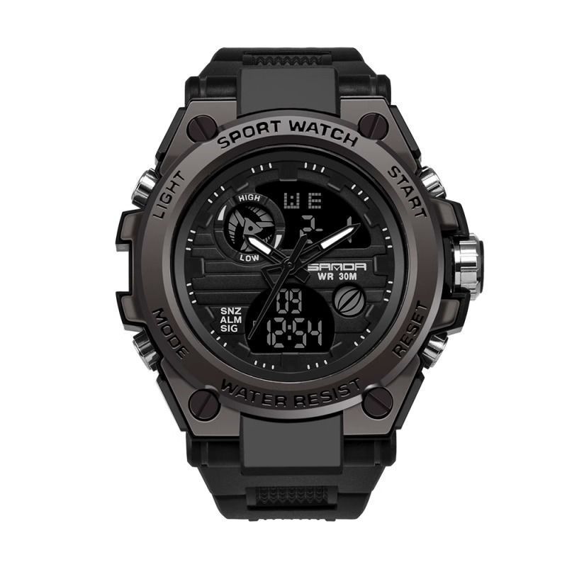 Double Display Digital Hand Large Dial High-end Business Sports Trend Men's Electronic Quartz Watch_desvips.com