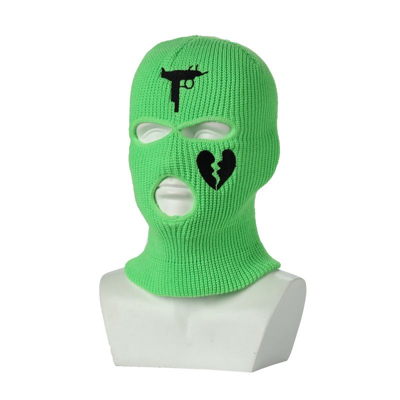 Warm Ear Protection Knitted Ski Hat Three Hole Balaclava Outdoor Cycling Head Cover Face Mask_desvips.com