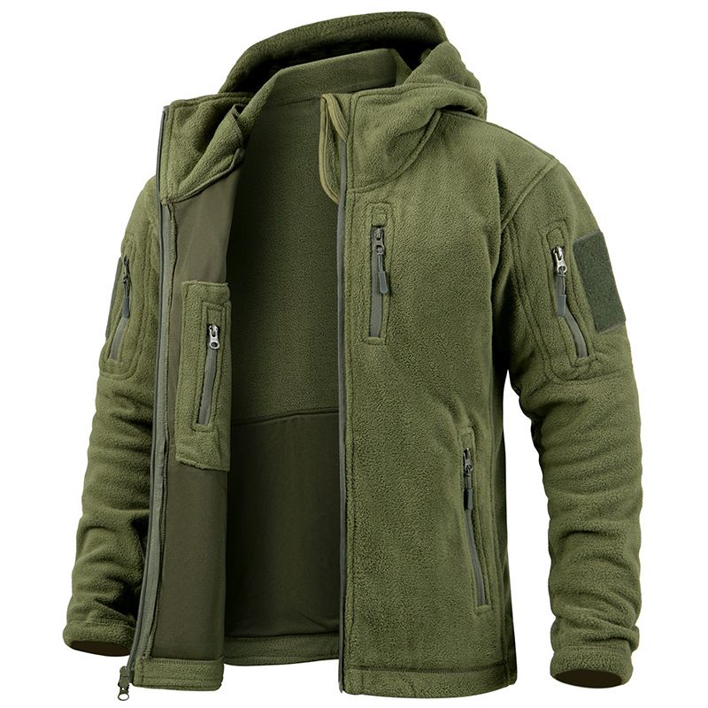 Men's Tactical Fleece Jacket Winter Warm Full Zip Military Hoodies Multi-Pockets Hiking Hunting Outdoor Coats_desvips.com